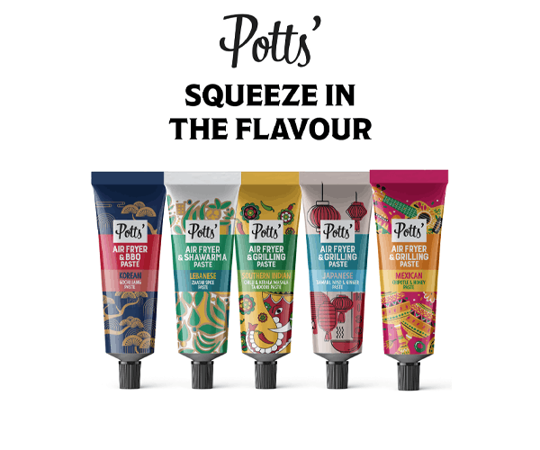 Potts’ Sets The Pace When It Comes To Launching a 5-Strong Portfolio of Air Fryer Pastes In 100% Recyclable Aluminium Tubes